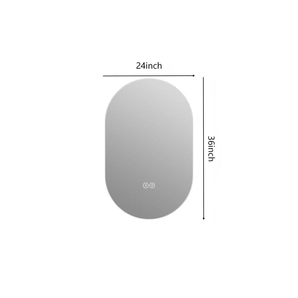 Unbranded 24 in. x 36 in. Capsule LED Backlit Bathroom Mirror with Anti-Fog, 3-Color Temperature, Stepless Dimming, Memory Functio (2)