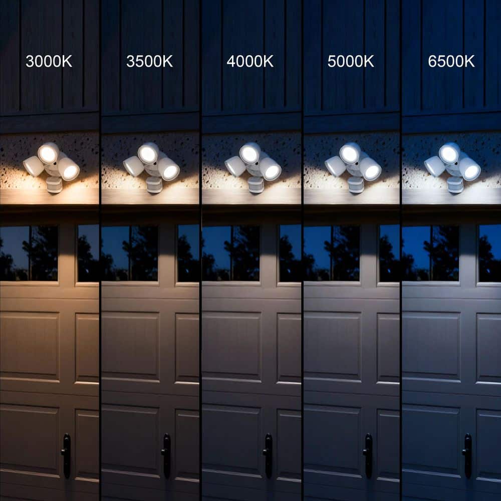 Commercial Electric 240° Motion Activated Dusk to Dawn Sensor White Outdoor Triple Head LED Security Flood Light 36-Watt 3600 Lumen (4)