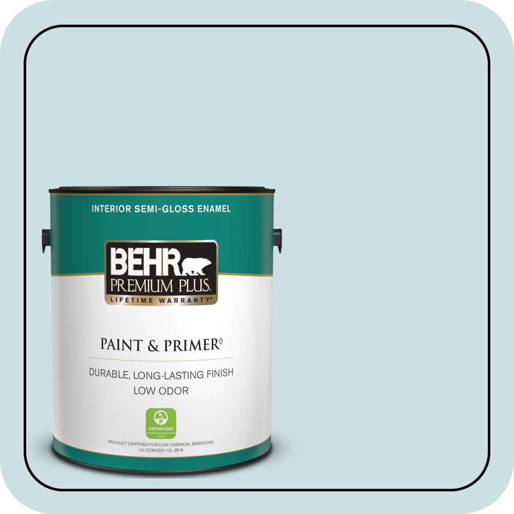 BEHR PREMIUM PLUS 1 gal. #S450-1 Beach Foam Semi-Gloss Enamel Low Odor Interior Paint & Primer