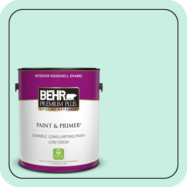 BEHR PREMIUM PLUS 1 gal. #P430-1 Summer House Eggshell Enamel Low Odor Interior Paint & Primer (2)