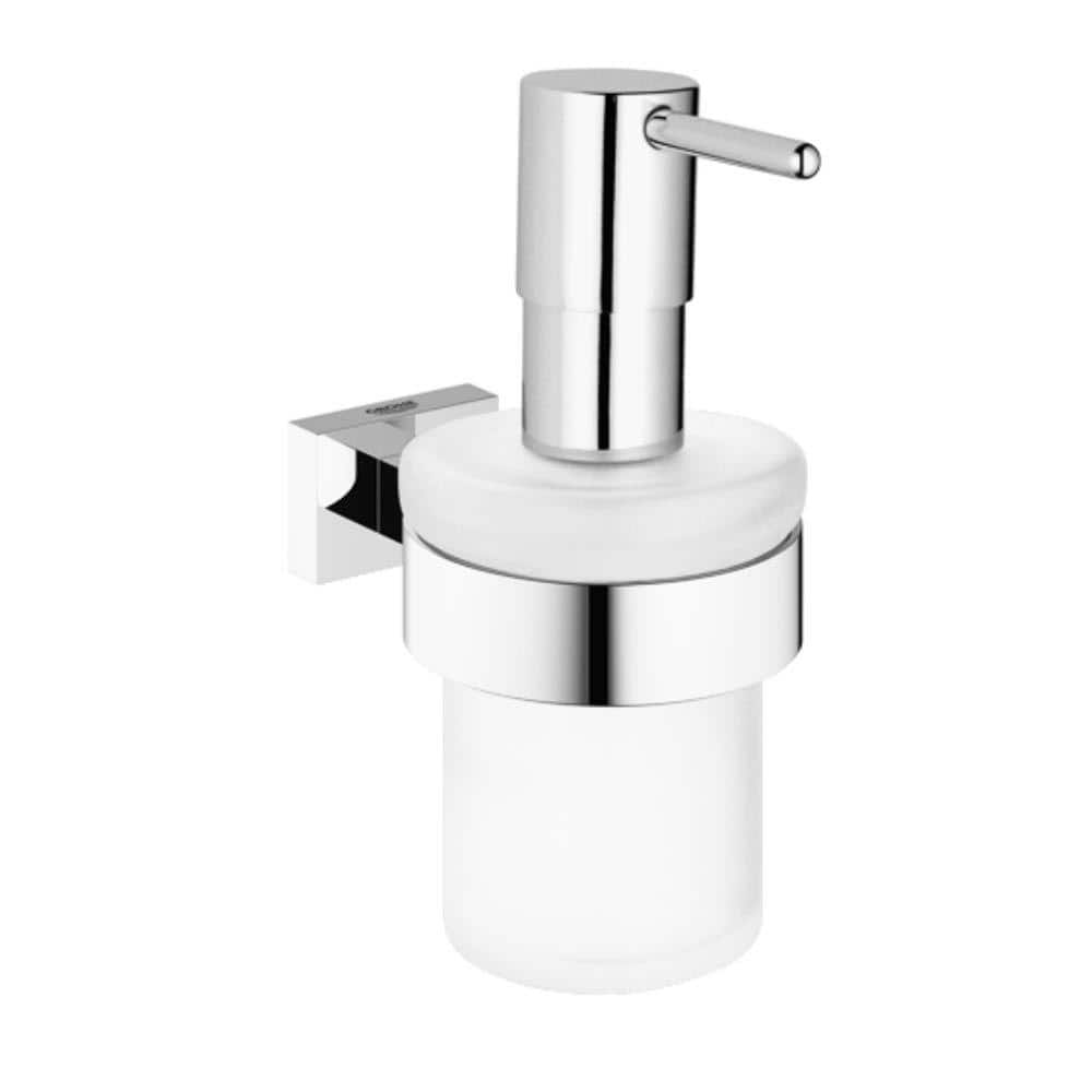 GROHE Essentials Cube Wall-Mounted Soap Dispenser with Holder in StarLight Chrome (1)