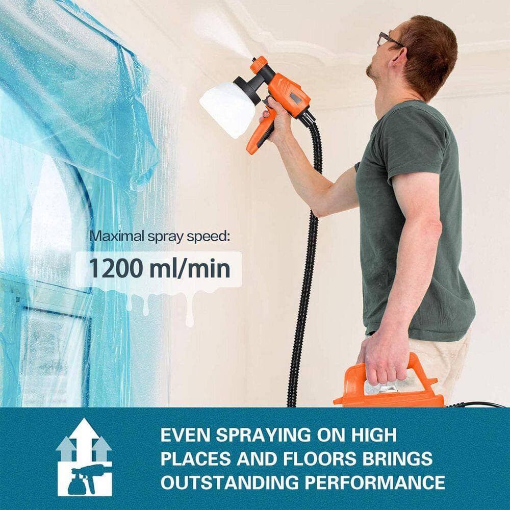 Unbranded 1300ML Electric Paint Sprayer with 800W Power, 3 Nozzle Sizes, 3 Spray Patterns, Adjustable Flow Control, Orange (2)