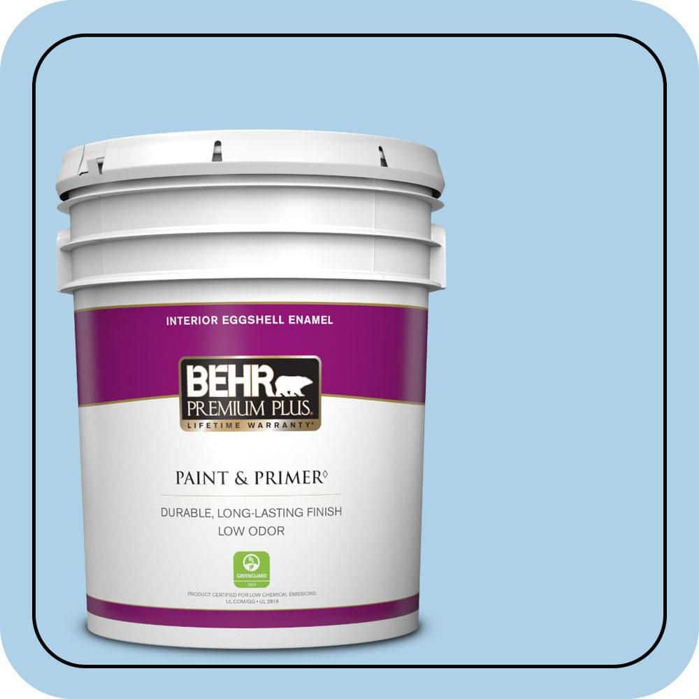 BEHR PREMIUM PLUS 5 gal. #560A-3 Utah Sky Eggshell Enamel Low Odor Interior Paint & Primer
