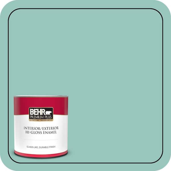 BEHR PREMIUM PLUS 1 qt. #490D-4 Eucalyptus Leaf Hi-Gloss Enamel Interior/Exterior Paint & Primer (2)