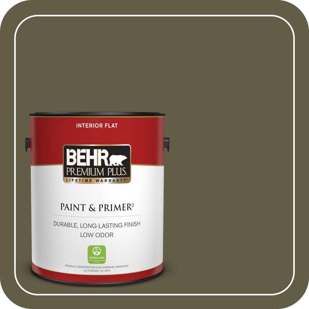 BEHR PREMIUM PLUS 1 gal. #MQ6-28 Crushed Oregano Flat Low Odor Interior Paint & Primer