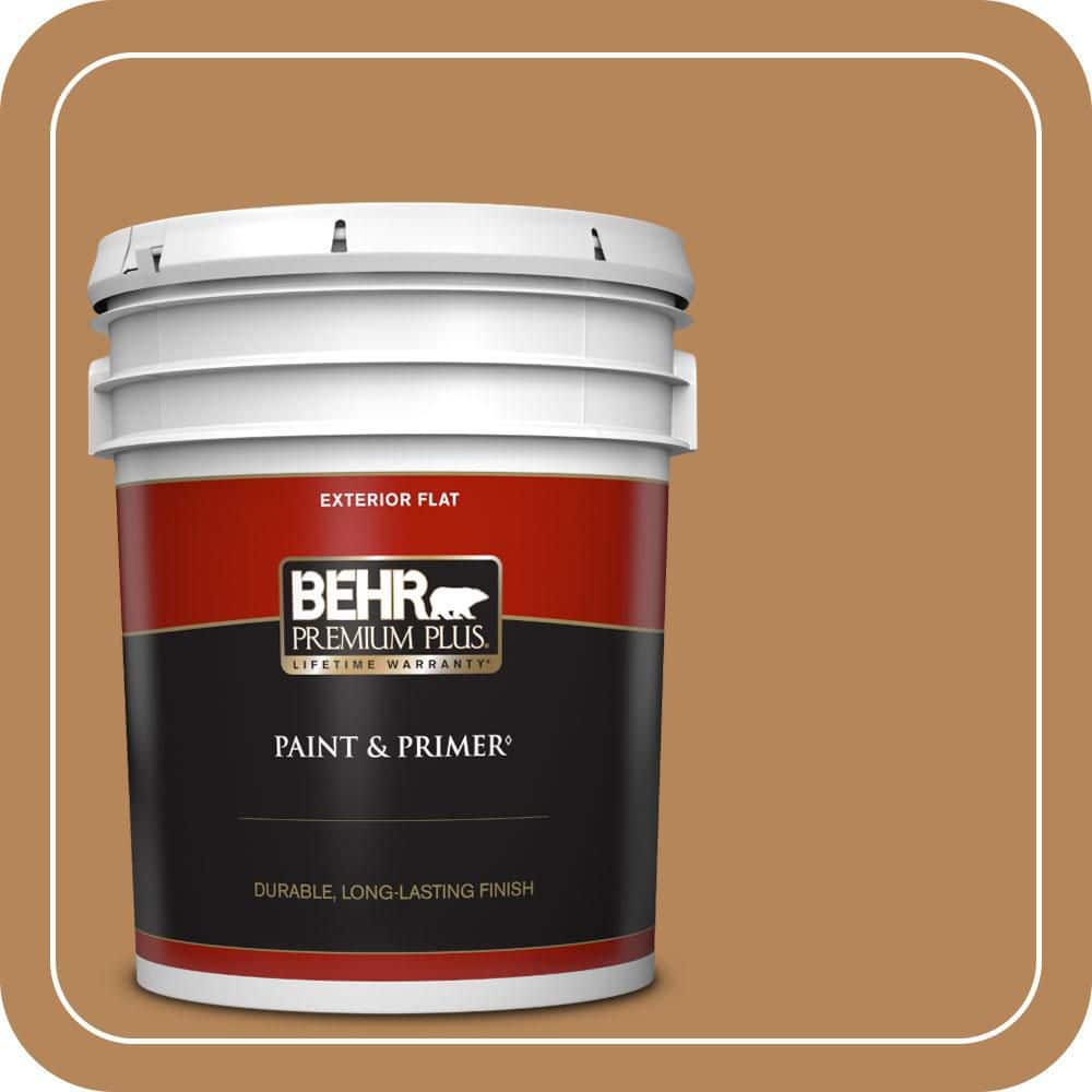 BEHR PREMIUM PLUS 5 gal. #S270-6 Almond Brittle Flat Exterior Paint & Primer