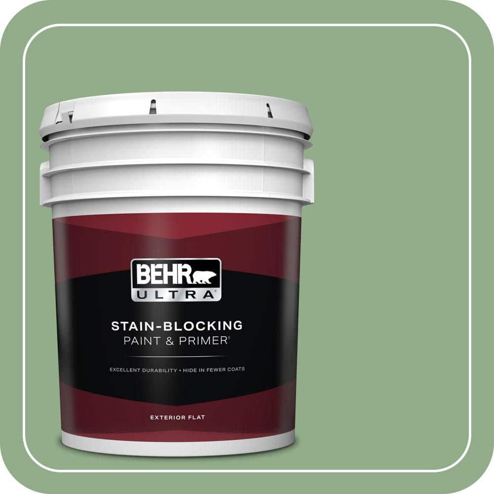 BEHR ULTRA 5 gal. #MQ6-46 Flora Green Flat Exterior Paint & Primer