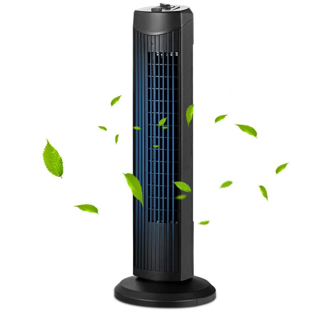 Costway 35-Watt Black 28 in. Oscillating Tower Fan with 3-Wind Speeds Quiet Bladeless (1)