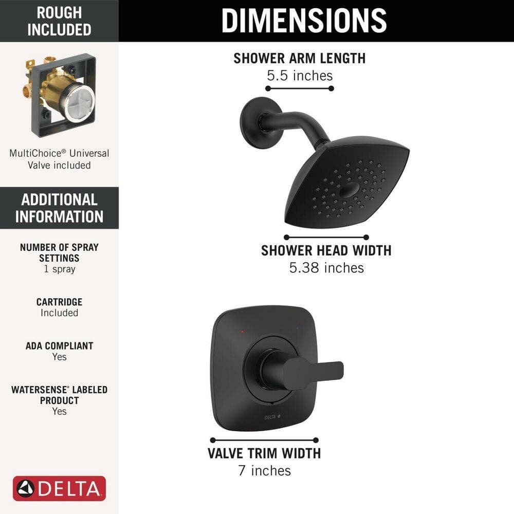 Delta Modern Single Handle 1-Spray Shower Faucet 1.75 GPM with Pressure Balance (3)