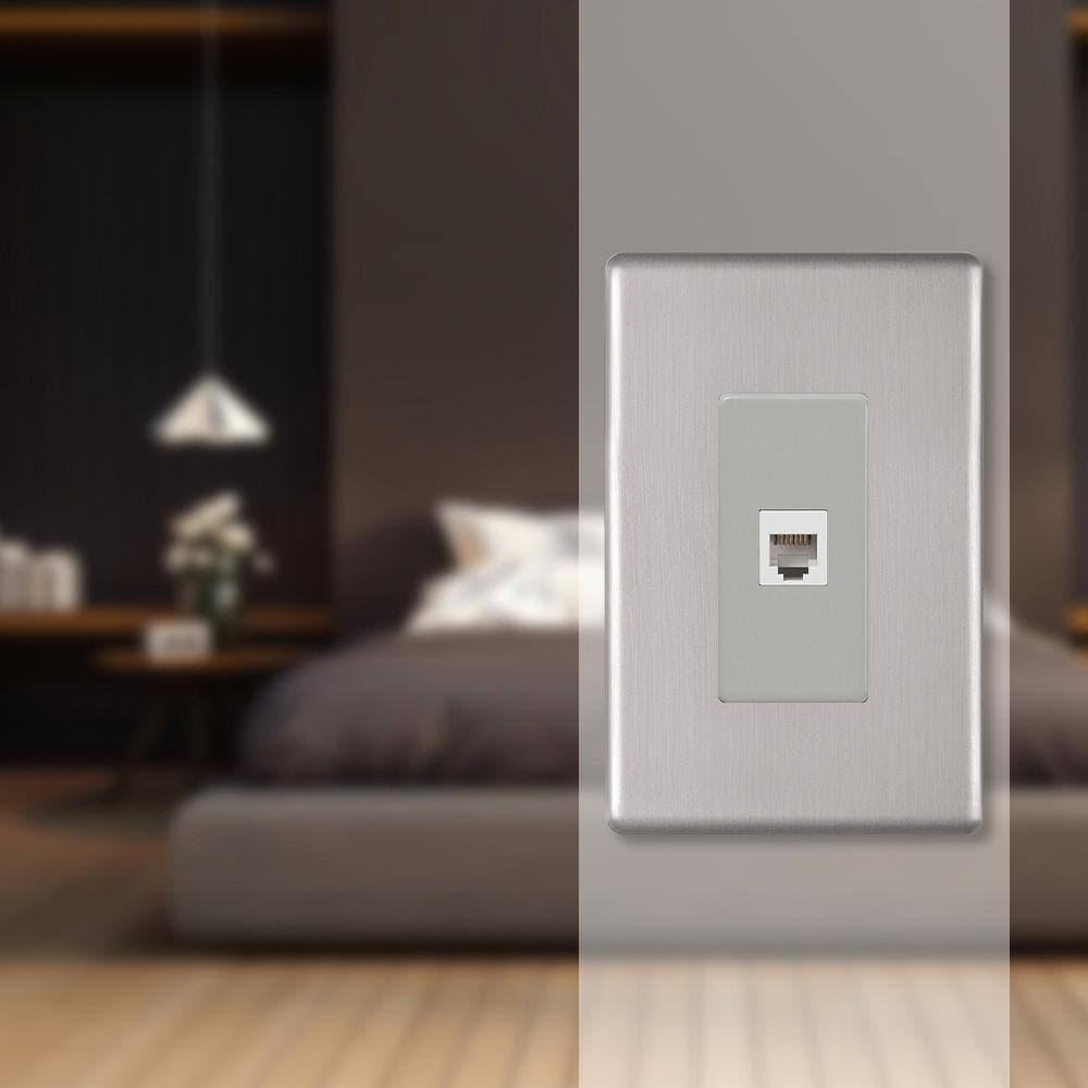 AMERELLE Kentley Screwless 1-Gang Phone Jack Steel Wall Plate - Brushed Nickel (2)