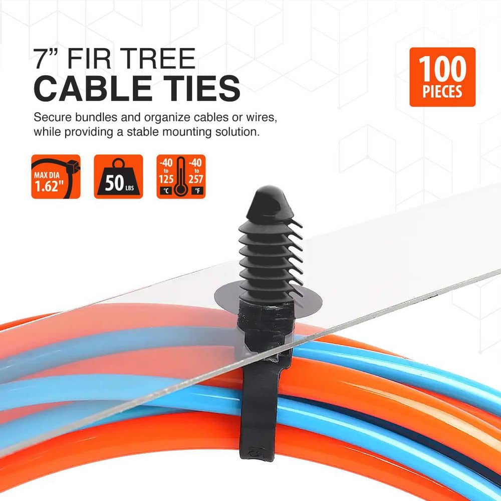 TR Industrial 7 in. Contractor Series Fir Tree Heat-Stabilized UV Cable Ties in Black (100-Piece) (2)