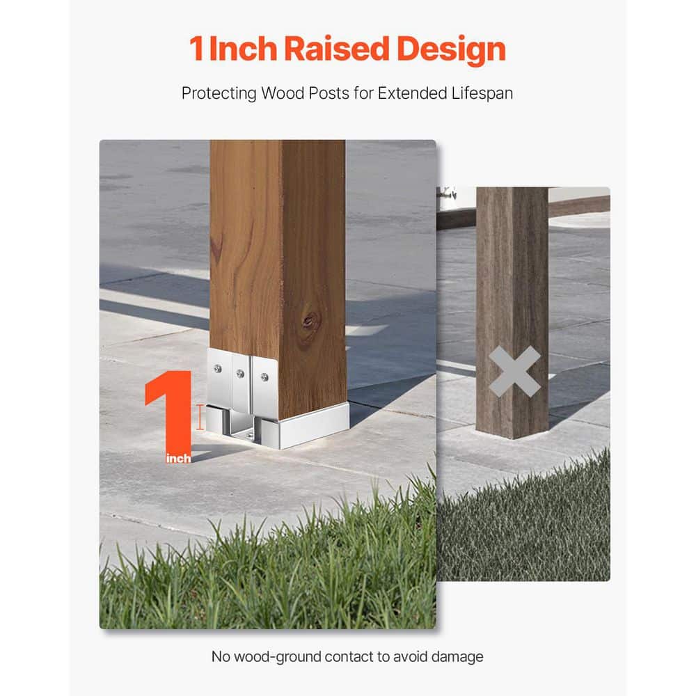 SKYSHALO 4 x 4 Post Base 10-Pieces, Inner Size 3.53 x 3.56 in./89.6 x 90.5 mm Concrete Post Anchor, Zinc-Plated Carbon Steel (3)