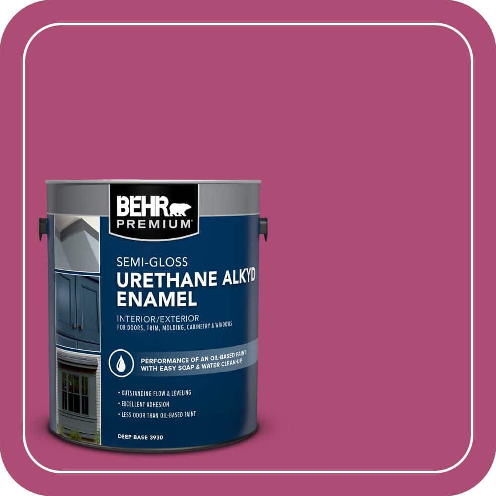 BEHR PREMIUM 1 gal. #100B-7 Hot Pink Urethane Alkyd Semi-Gloss Enamel Interior/Exterior Paint (1)