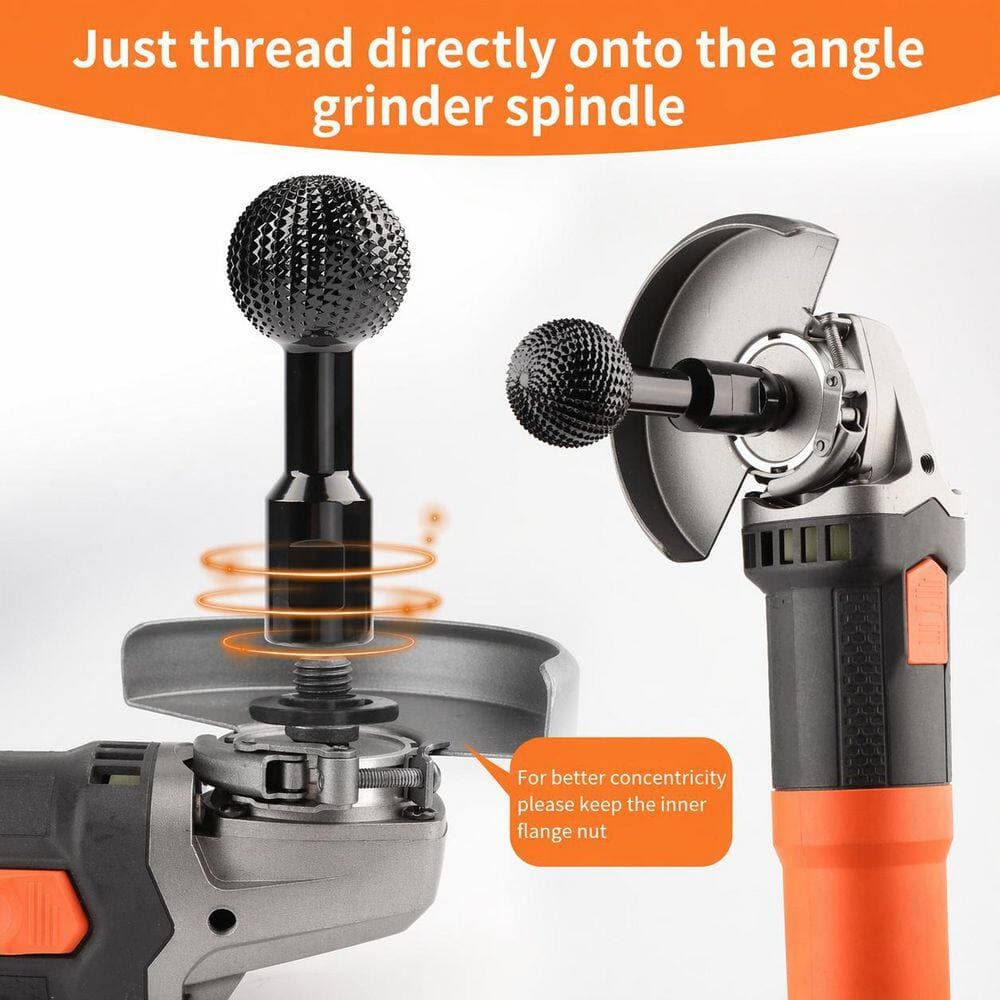 LAIFUCAM Sphere Rotary Burr Angle Grinder Attachment for Rapid Wood Carving, Heavy-Duty Steel Grinding Head, Fits 5/8-11 Thread (3)