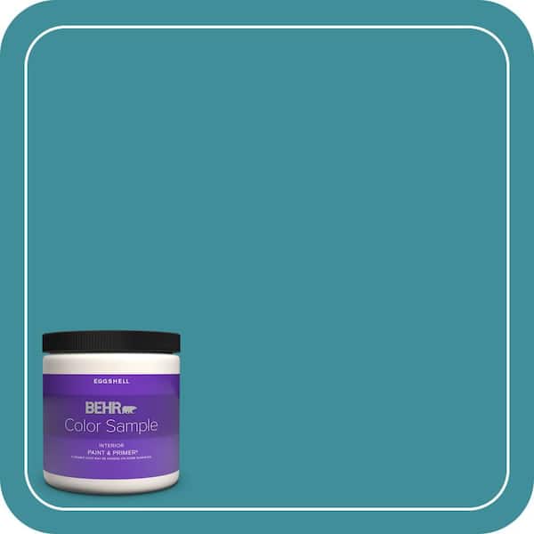 BEHR PREMIUM PLUS 8 oz. #MQ6-34 Prophetic Sea Eggshell Enamel Interior Paint & Primer Color Sample (2)