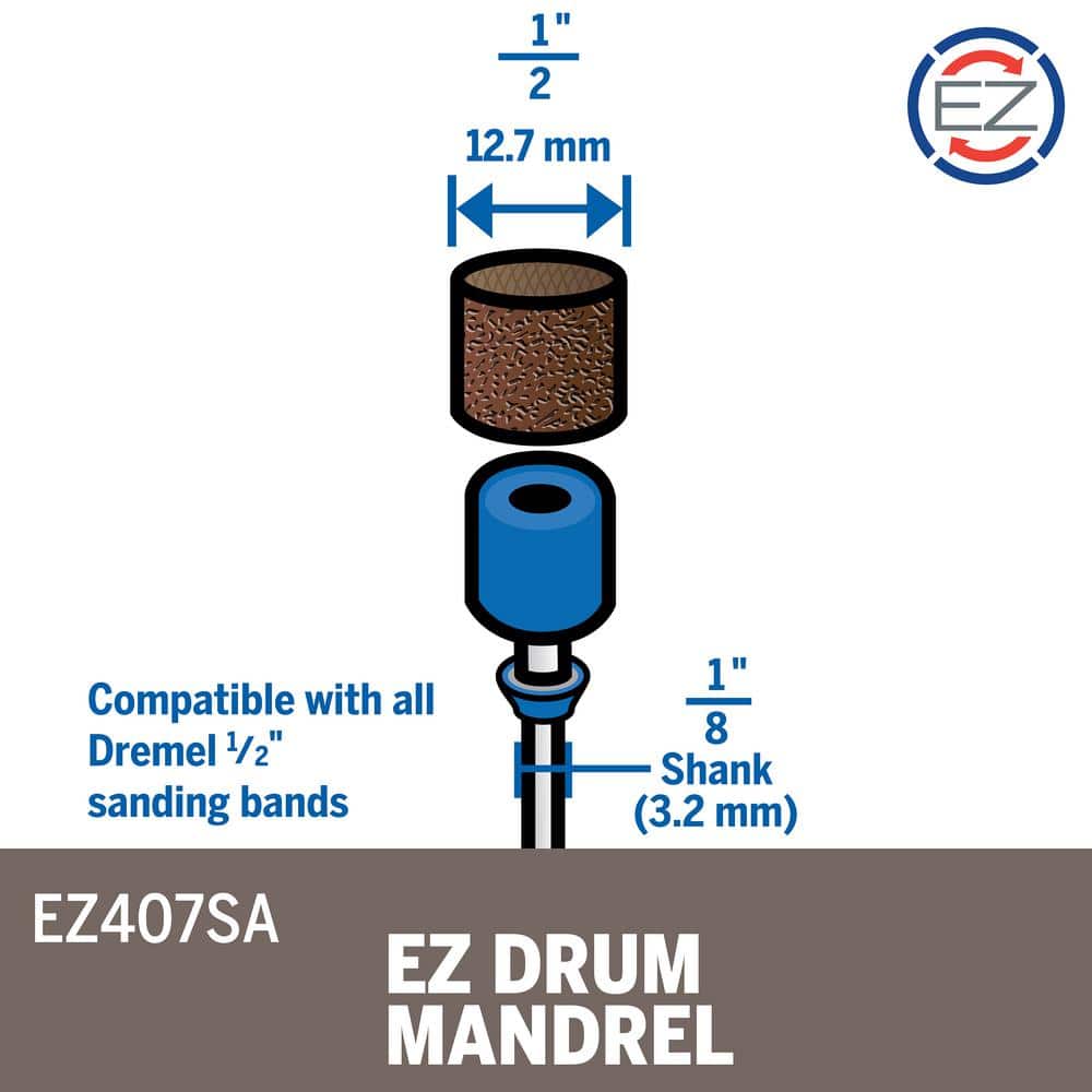 Dremel EZ Drum 1/2 in. Rotary Tool Mandrel for Sanding Bands for sanding bands 408, 432, 445 (3)