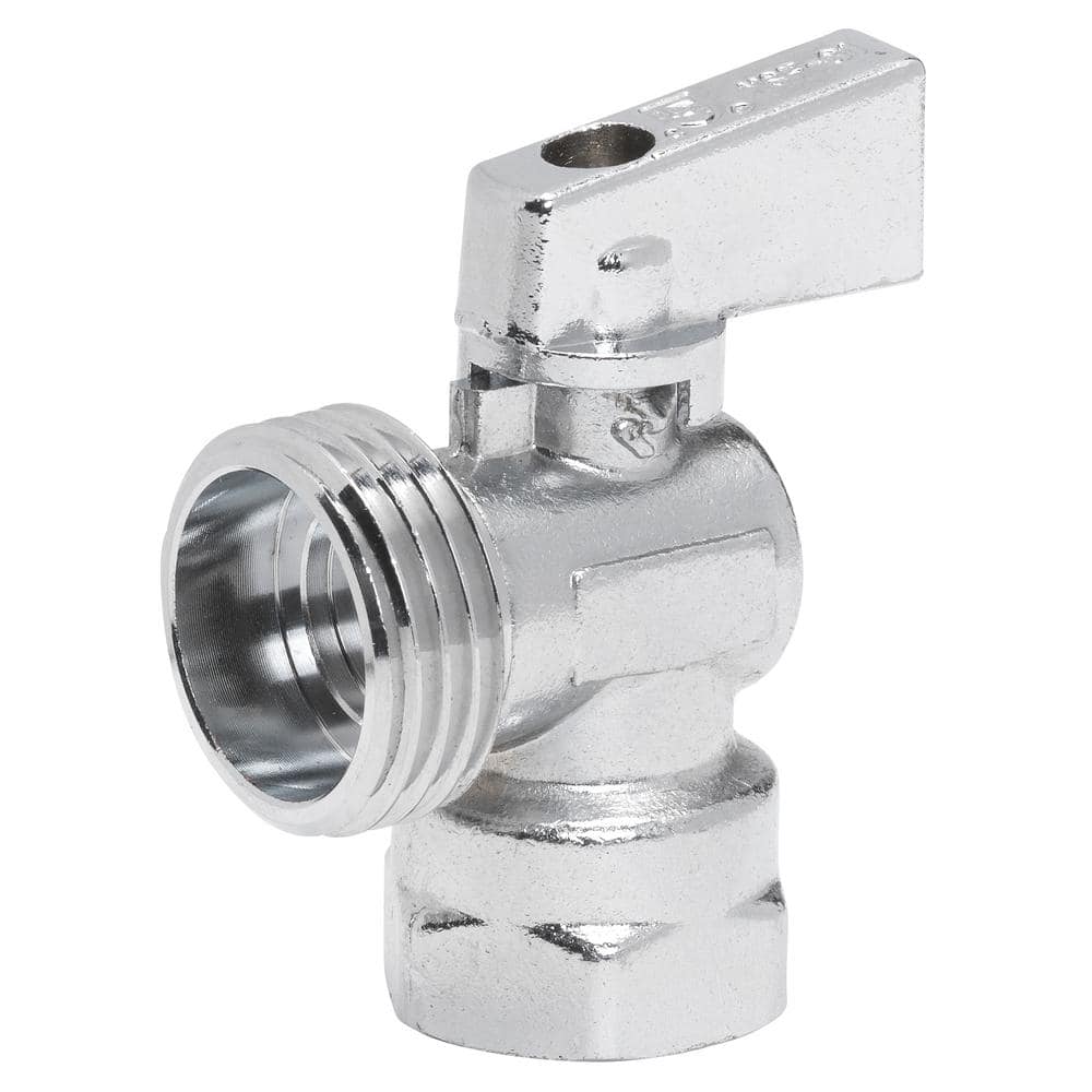 HOMEWERKS 1/2 in. FIP Inlet x 3/4 in. Male Hose Thread Outlet 1/4 in. Turn Angle Valve, Chrome