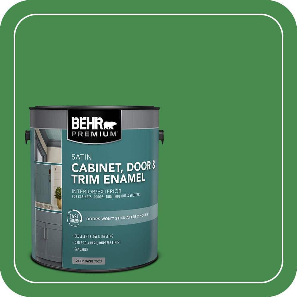 BEHR PREMIUM 1 gal. #MQ4-48 Planet Green Satin Enamel Interior/Exterior Cabinet, Door & Trim Paint