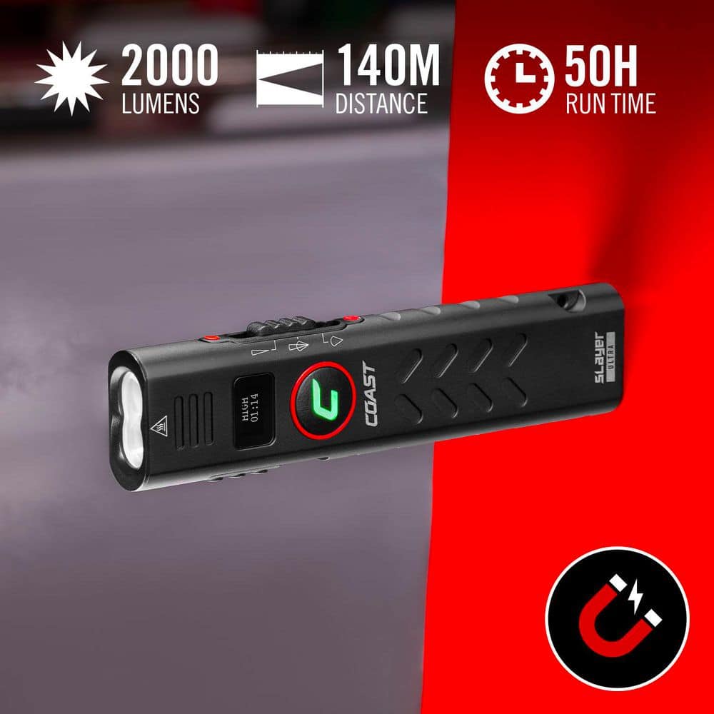Coast Slayer Ultra 2000 Lumens Battery Powered Rechargeable Flashlight (3)