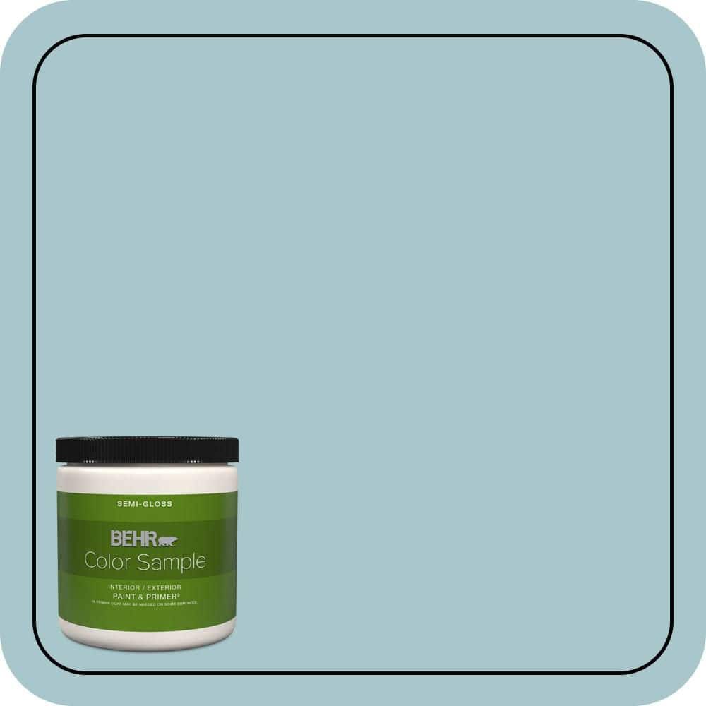 BEHR PREMIUM PLUS 8 oz. #S450-3 Spring Storm Semi-Gloss Interior/Exterior Paint & Primer Color Sample