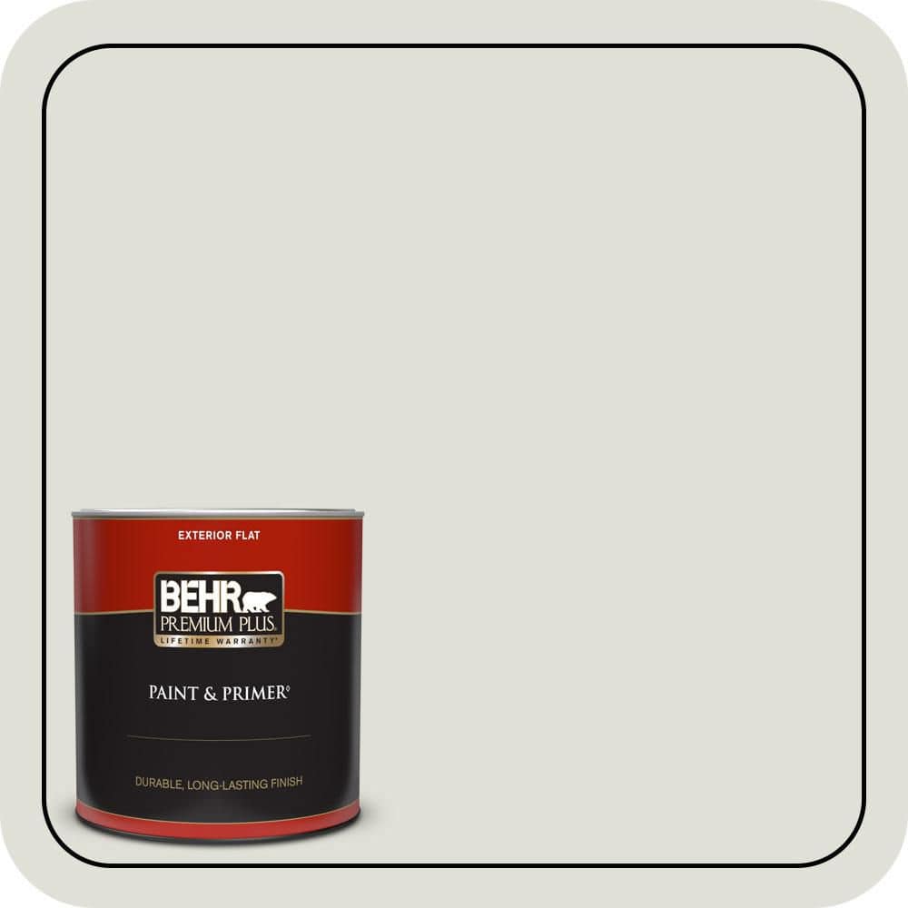 BEHR PREMIUM PLUS 1 qt. #N370-1 Roadster White Flat Exterior Paint & Primer