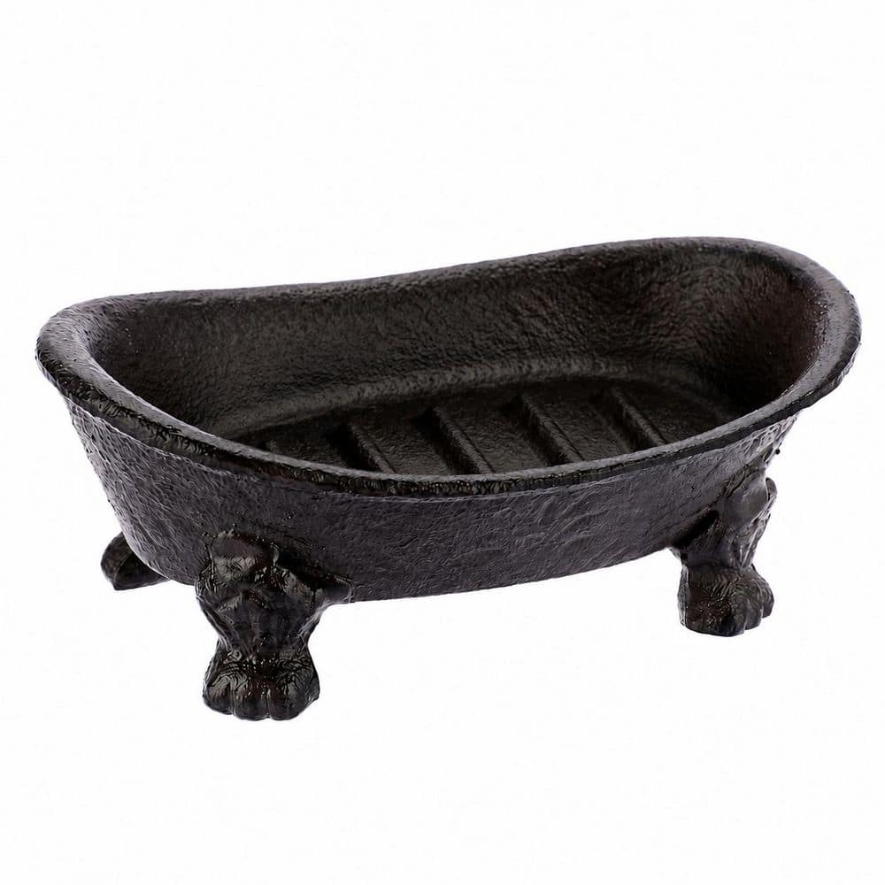 Unbranded 1-Pack Brown Cast Iron Bathtub Soap Dish Drainable Vintage Metal Sponge Tray for Bathroom and Shower (1)