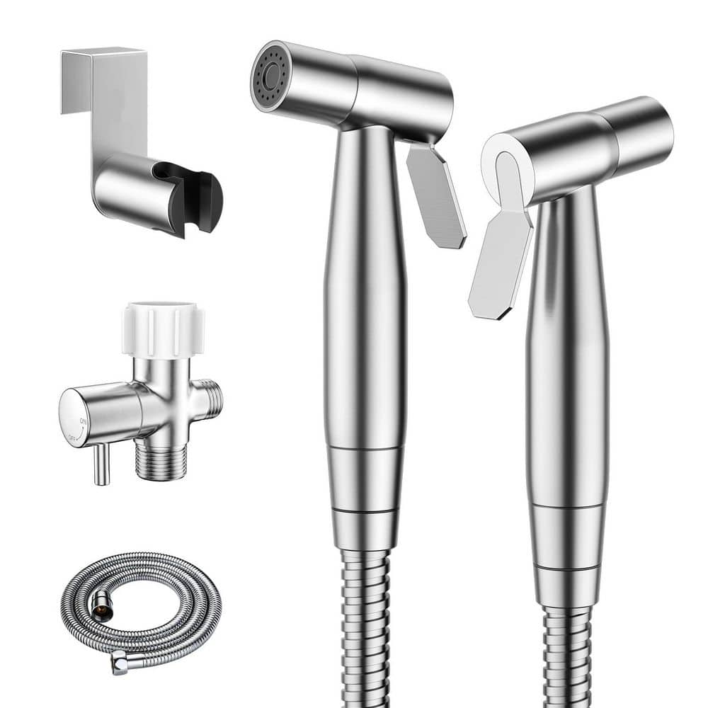 Helhom Handheld Bidet Sprayer for Toilet, 2 Pack Bidets Faucet for Existing Toilets Cloth Diaper Jet Sprayer in Brushed Nickel (1)