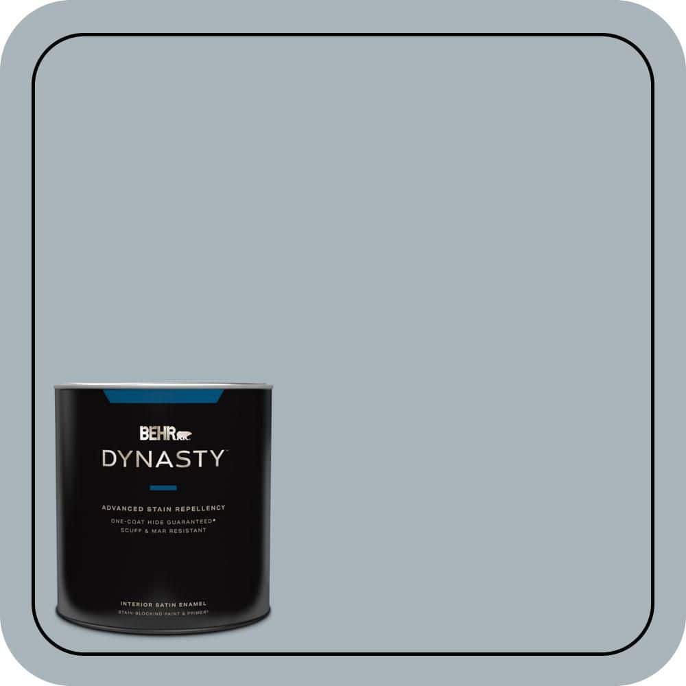 BEHR DYNASTY 1 qt. #N490-3 Shaved Ice One-Coat Hide Satin Enamel Interior Stain-Blocking Paint and Primer