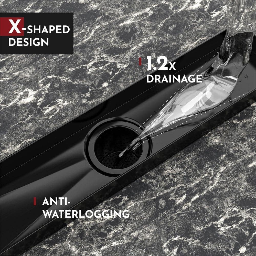 Helhom 24 in. Linear Shower Drain Rectangular Floor Drain with Accessories Square Hole Pattern Cover, Matte Black (3)