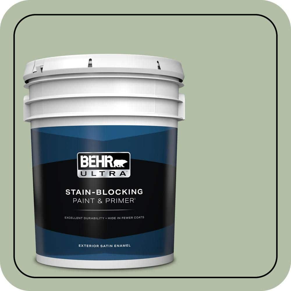 BEHR ULTRA 5 gal. #S390-3 Creamy Spinach Satin Enamel Exterior Paint & Primer
