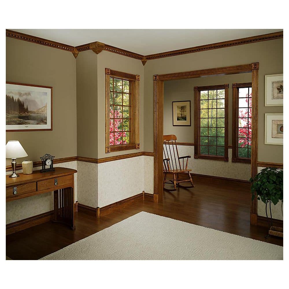 HOUSE OF FARA 3/8 in. D x 1-1/4 in. W x 84 in. L Unfinished Red Oak Wood Stop Moulding Drip Cap Moulding (2)