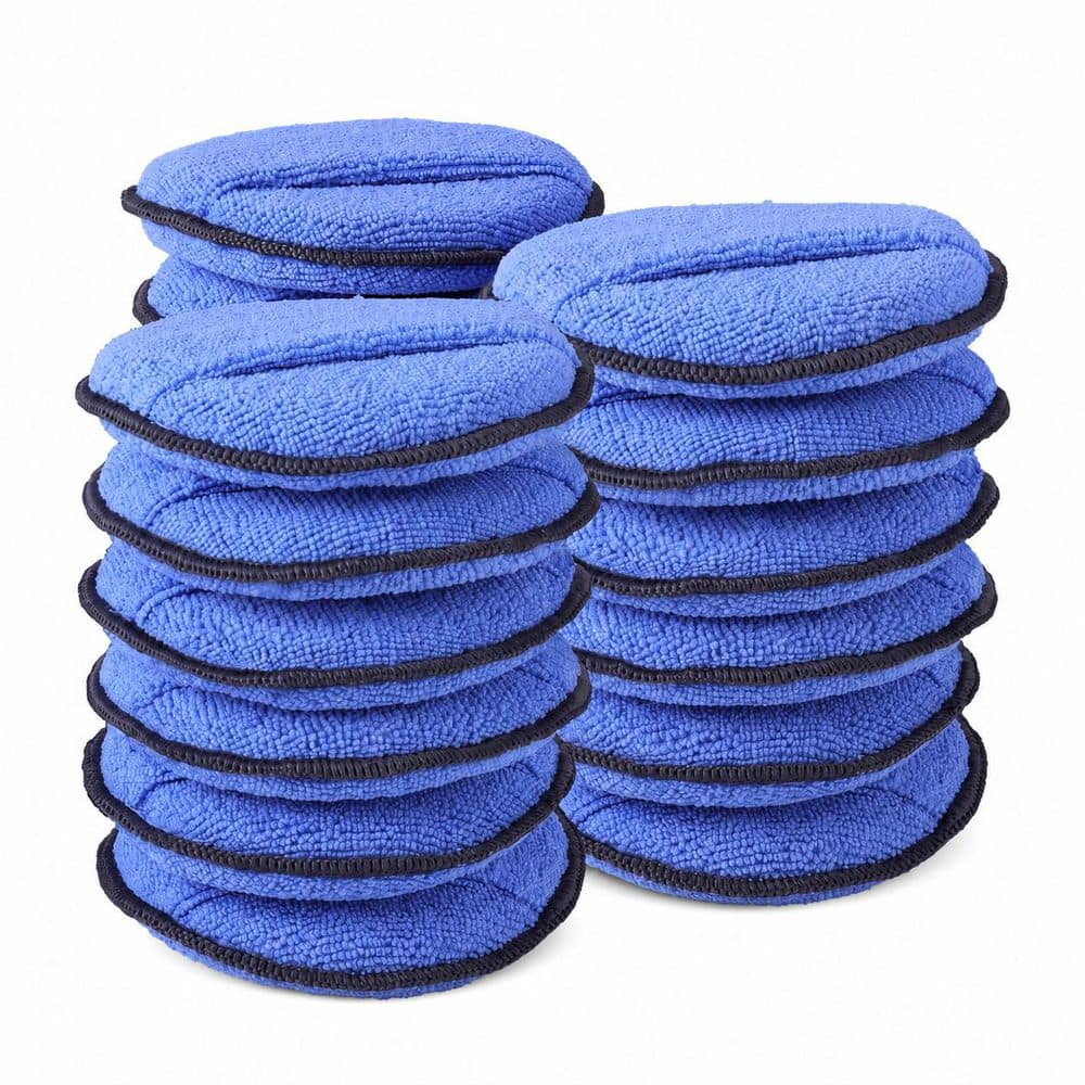 LAIFUCAM 18-Pack Microfiber Foam Car Wax Applicator Pads with Finger Pocket for Polishing Cleaning Detailing Lint-Free (1)