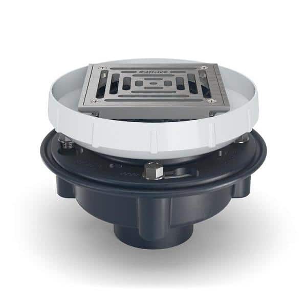 Zurn 8.21 in. Square Cleanout with Stainless Steel Cover and PVC Body with 3 in. x 4 in. Solvent Weld Connection Floor Drain (3)