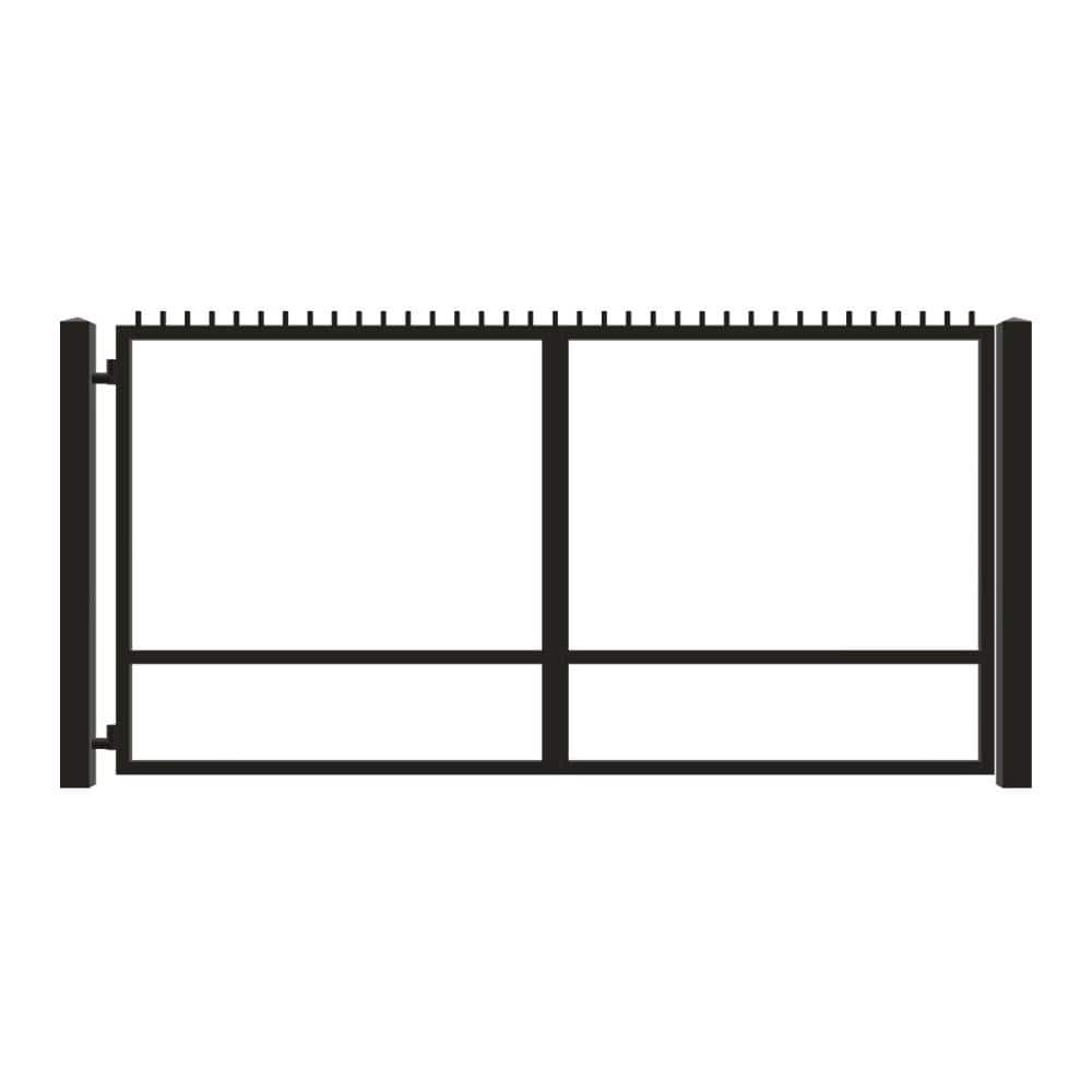 Unbranded Driveway Gate — Swing, Side, Finials, Black — 148"W x 72"H (1)
