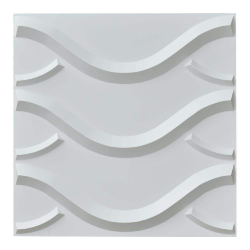 Art3dwallpanels 19.7 in. x19.7 in. x 1 in. PVC Matt White Decorative Wall Panelings for Bedroom/Living room (12-pack) (1)