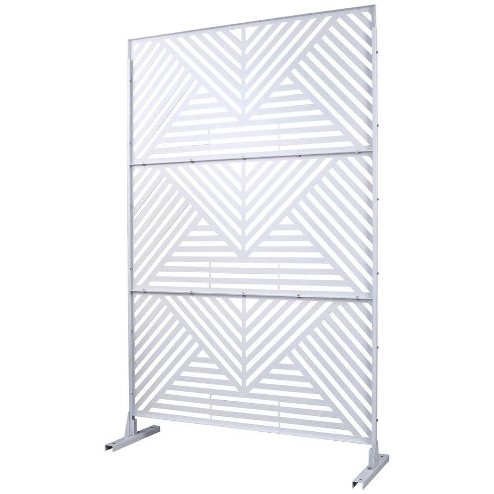 Unbranded Outdoor and Indoor 6.3 ft. x 4 ft. Freestanding Decorative Privacy Fence Screen White Metal for Garden Fence (1)