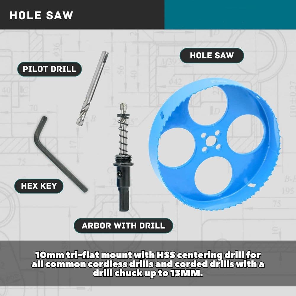 Unbranded 7 in. Bi-Metal Hole Saw with Arbor for Smooth Cutting in Metal Wood Drywall PVC Fiberglass Vent Pipes (3)