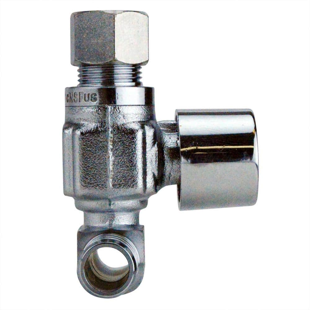 Apollo 1/2 in. Chrome-Plated Brass PEX-B Barb x 3/8 in. Compression Quarter-Turn Dishwasher Tee Valve (2)