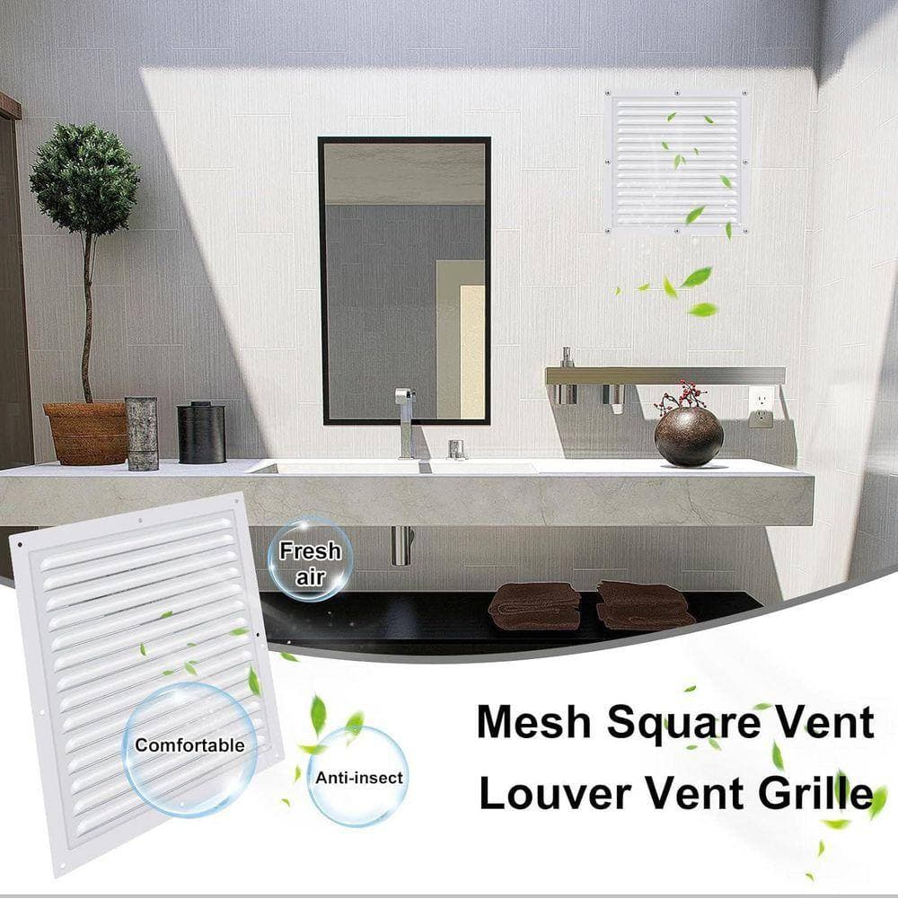 KIWDZFU 12 x 12 Square White Aluminum Gable Vent with Screen Mesh for Attic Shed Garage Ventilation Moisture Protection (3)