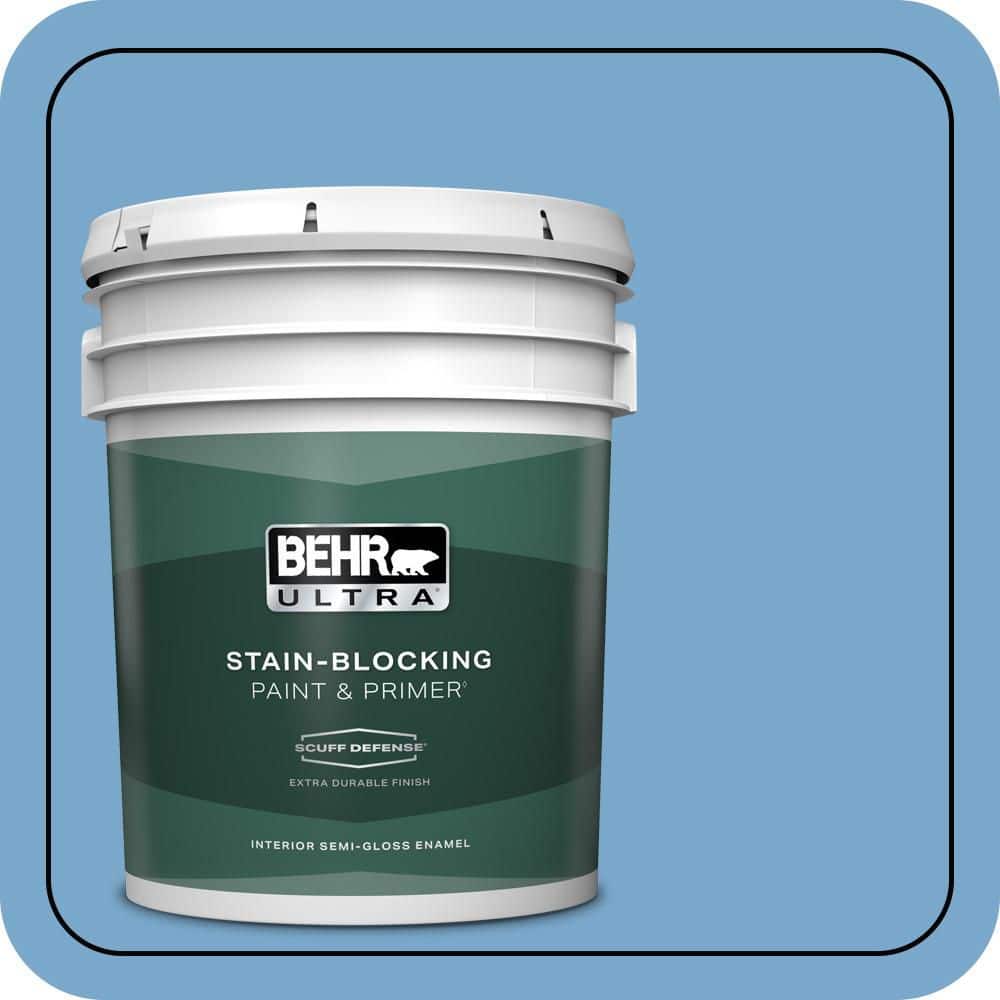 BEHR ULTRA 5 gal. #M520-4 Mirror Lake Extra Durable Semi-Gloss Enamel Interior Paint & Primer