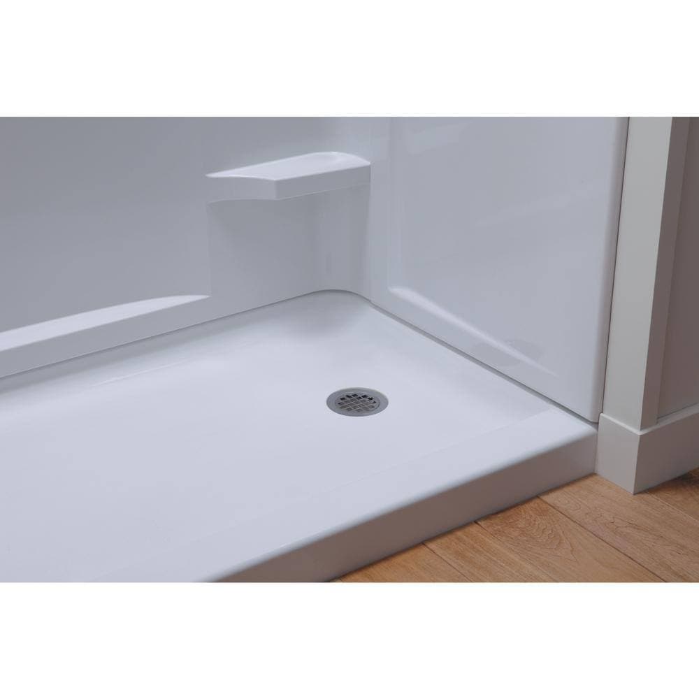 Sterling Ensemble 30 in. L x 60 in. W Alcove Single Threshold Shower Pan Base with Right Drain in White (2)