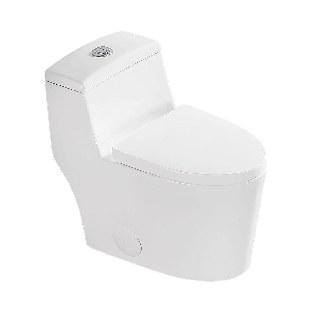 RKZHOPT 12 in. 1-piece 1.1/1.6 GPF Dual Flush Elongated Chair Height Toilet in White Soft Close Seat Included (1)
