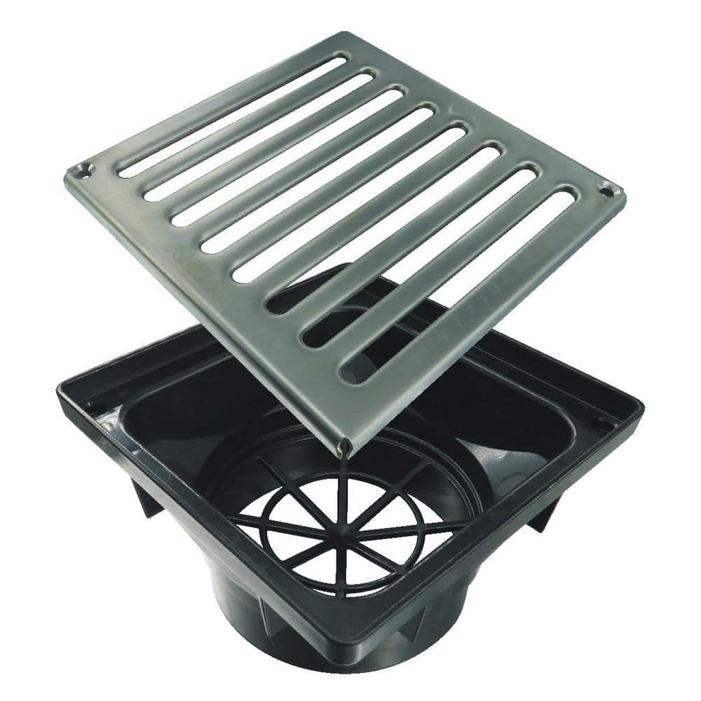 RELN Vortex Series 6 in. x 6 in. x 2.5 in. Stainless Steel Square Low Profile Drainage Catch Basin Kit (3)