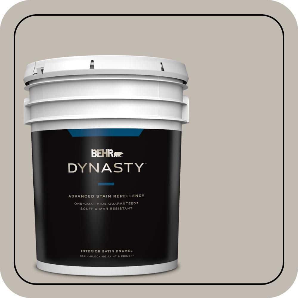 BEHR DYNASTY 5 gal. #QE-57 Warm Ash Satin Enamel Interior Stain-Blocking Paint and Primer