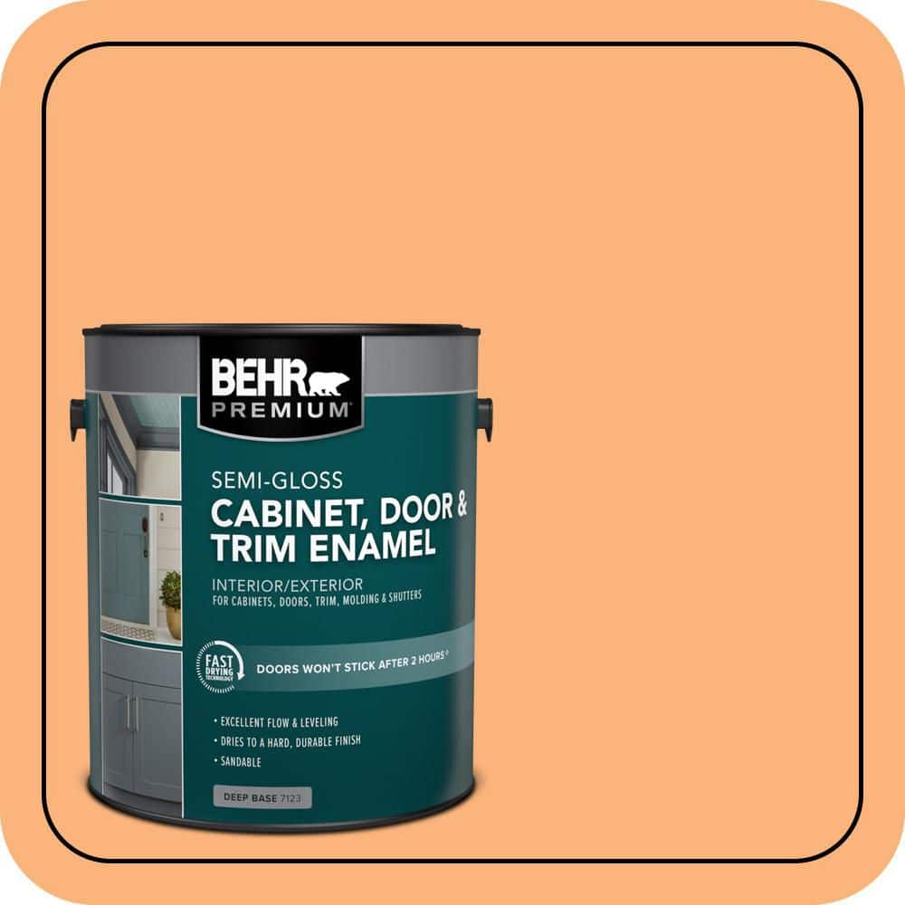 BEHR PREMIUM 1 gal. #P220-5 Fuzzy Peach Semi-Gloss Enamel Interior/Exterior Cabinet, Door & Trim Paint