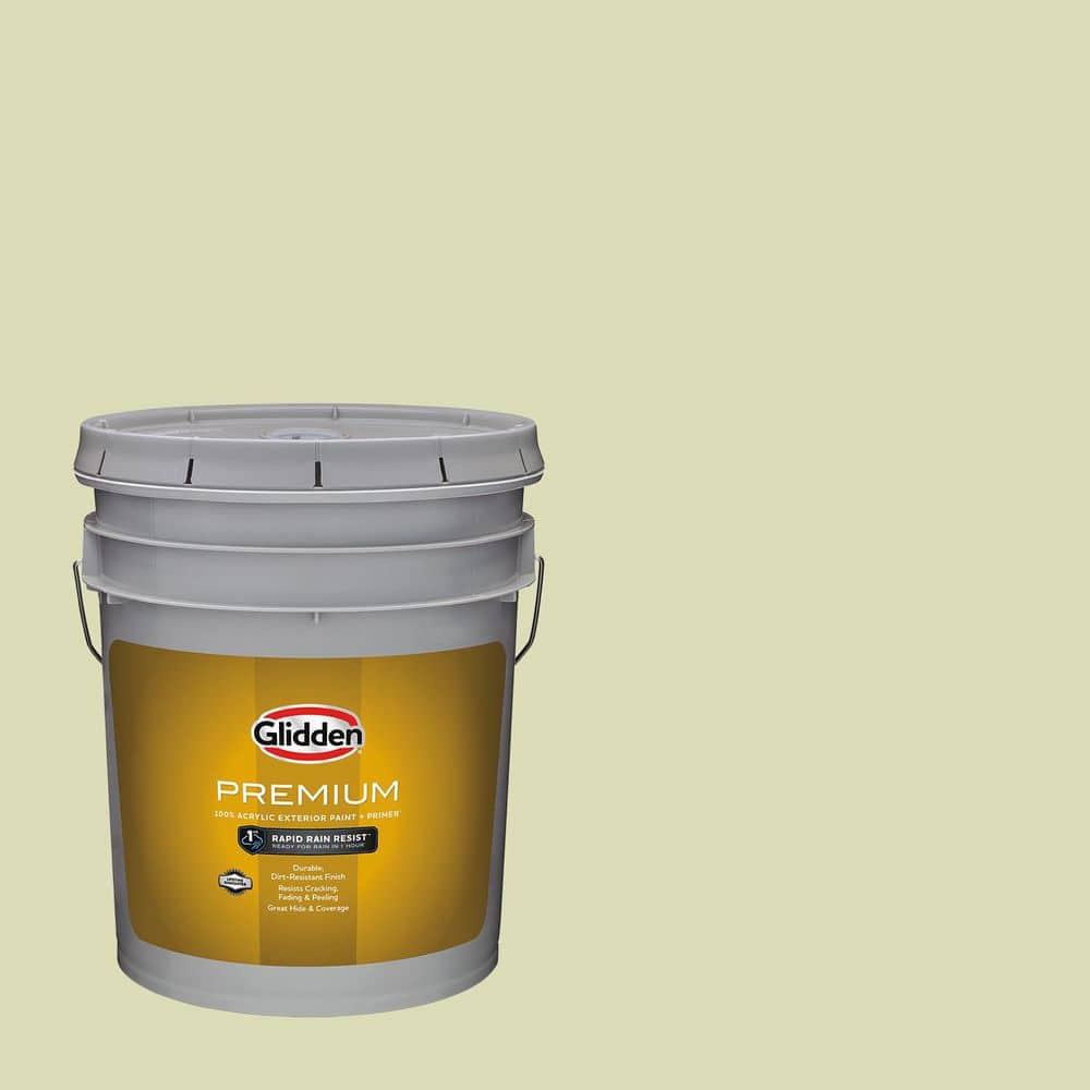Glidden Premium 5 gal. PPG1119-3 Beach Grass Flat Exterior Latex Paint