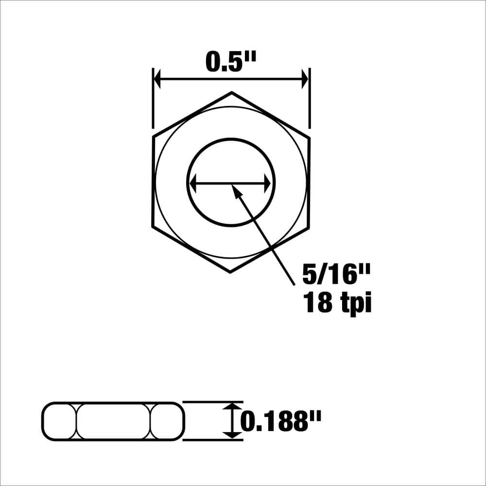 Everbilt 5/16 in.-18 Zinc Plated Jam Nut (8-Pack) (2)