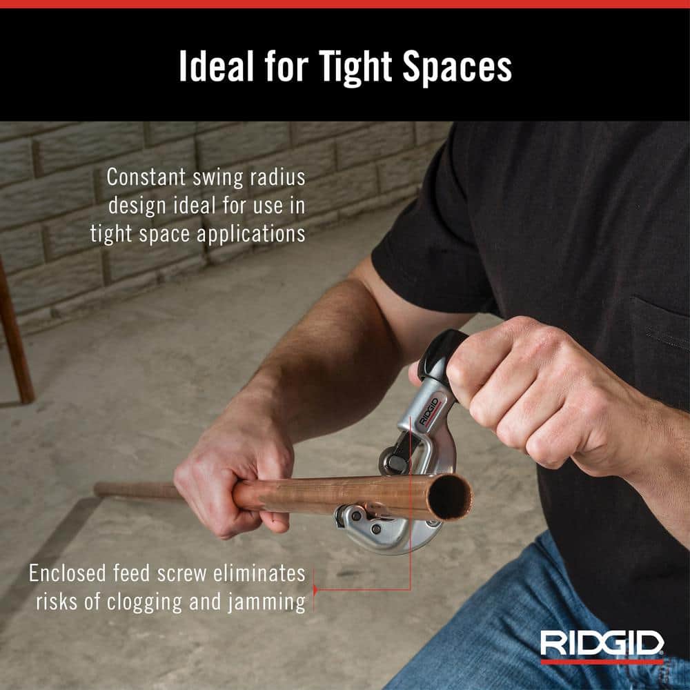 RIDGID 1/8 in. to 1-1/8 in.150 Constant Swing Copper Pipe & Stainless Steel Tubing Cutter w Easy Change Wheel Pin + Spare Wheel (4)