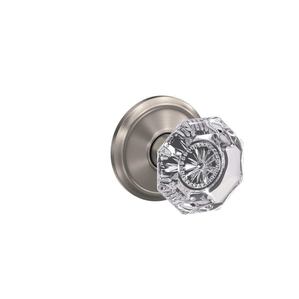 Schlage Custom Alexandria Satin Nickel Combined Interior Glass Door Knob with Alden Trim