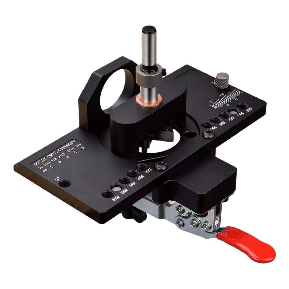 Numhew Black Aluminum Concealed Hinge Jig with Quick Clamp and Dust Vacuum Adapter for Wood Door Cabinet Hinges Mounting Tool (1)